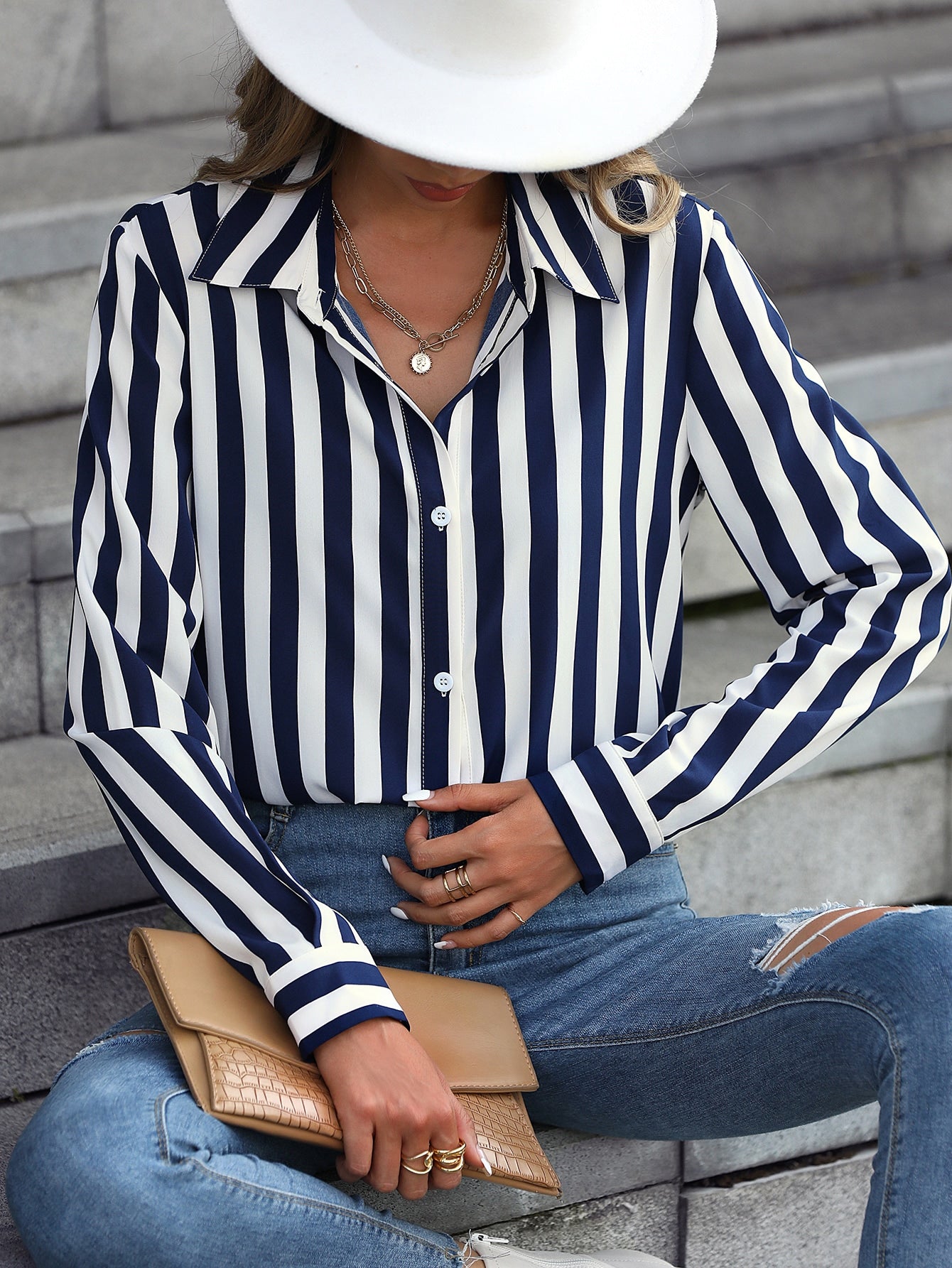Camisa Social Listrada Feminina - Carla