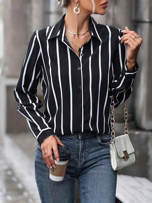 Camisa Social Listrada Feminina - Carla