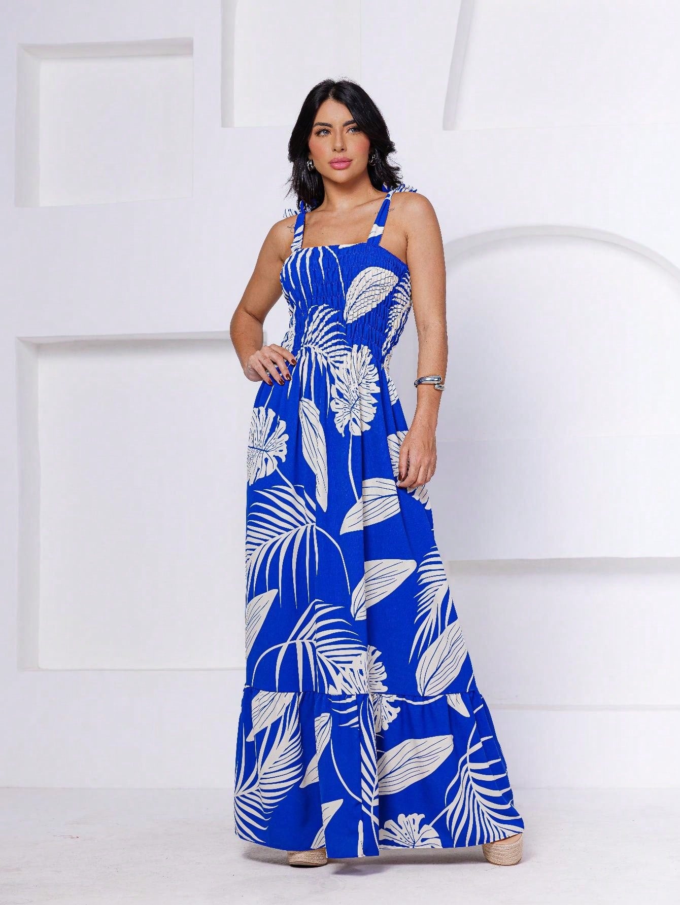 Vestido Longo com Alças Grossas - Isabela