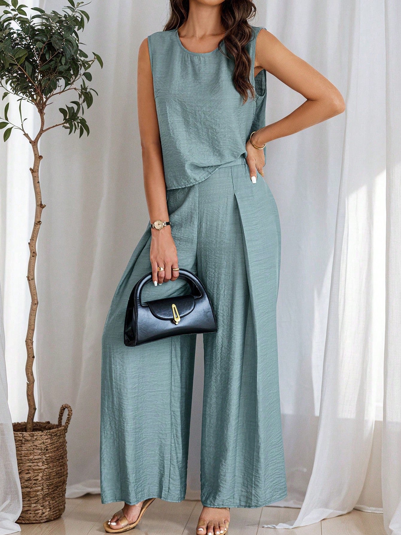 Conjunto de Linho com Regata e Calça Longa