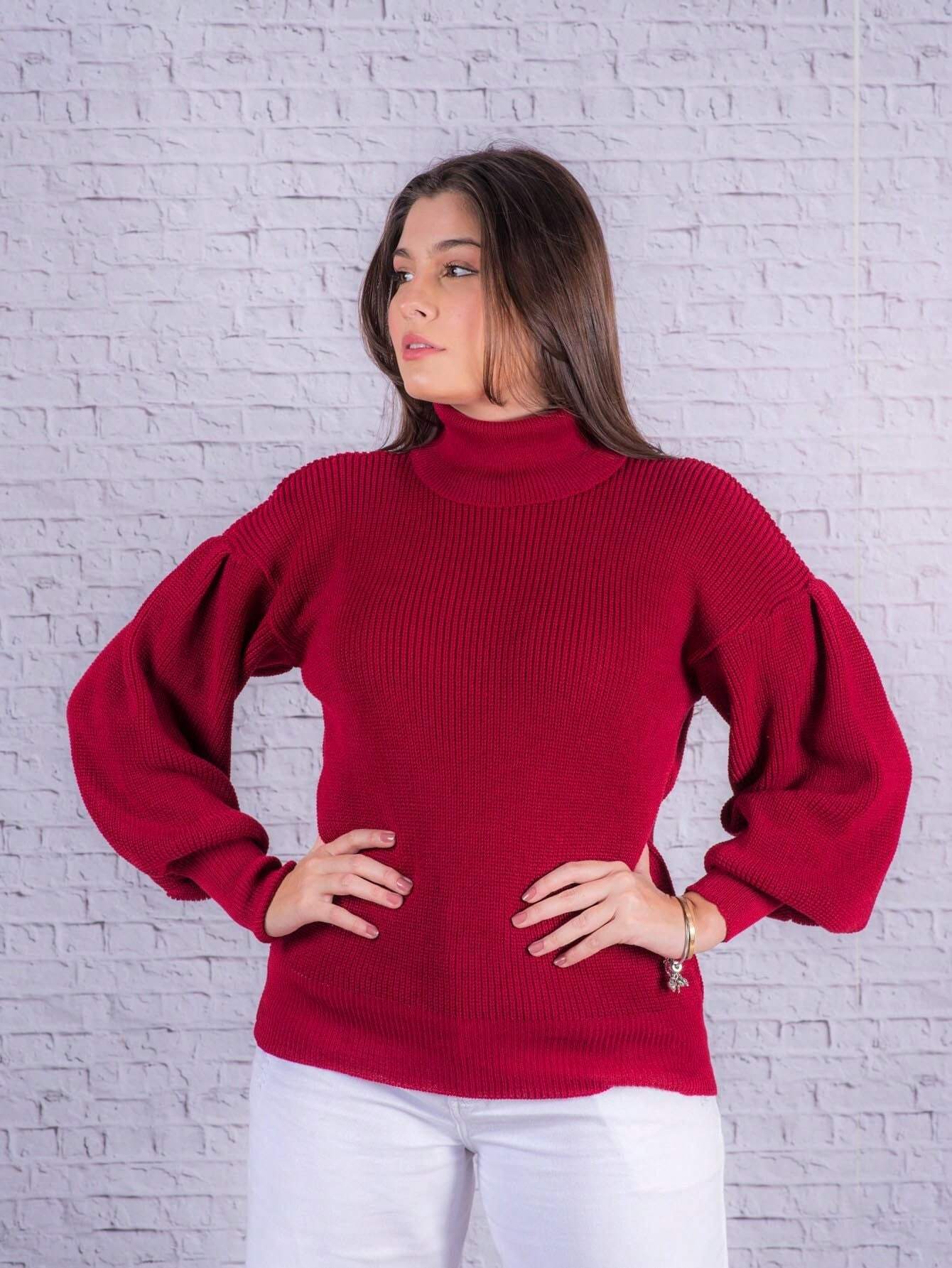 Suéter Feminino com Gola Boba e Caimento Solto – Viviane