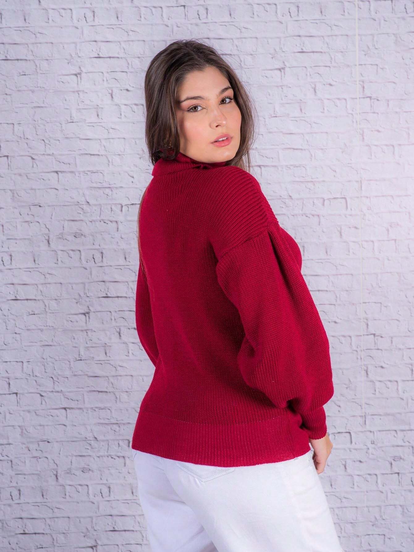 Suéter Feminino com Gola Boba e Caimento Solto – Viviane