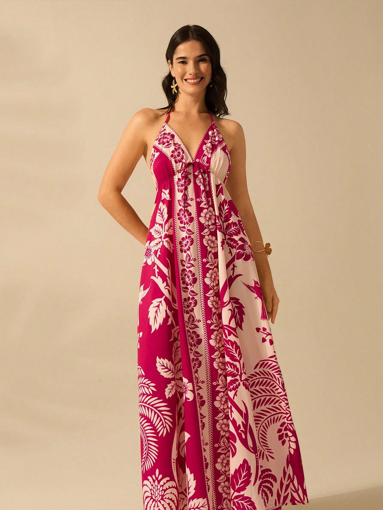 Vestido Longo com Alças Finas e Cintura Alta - Alice
