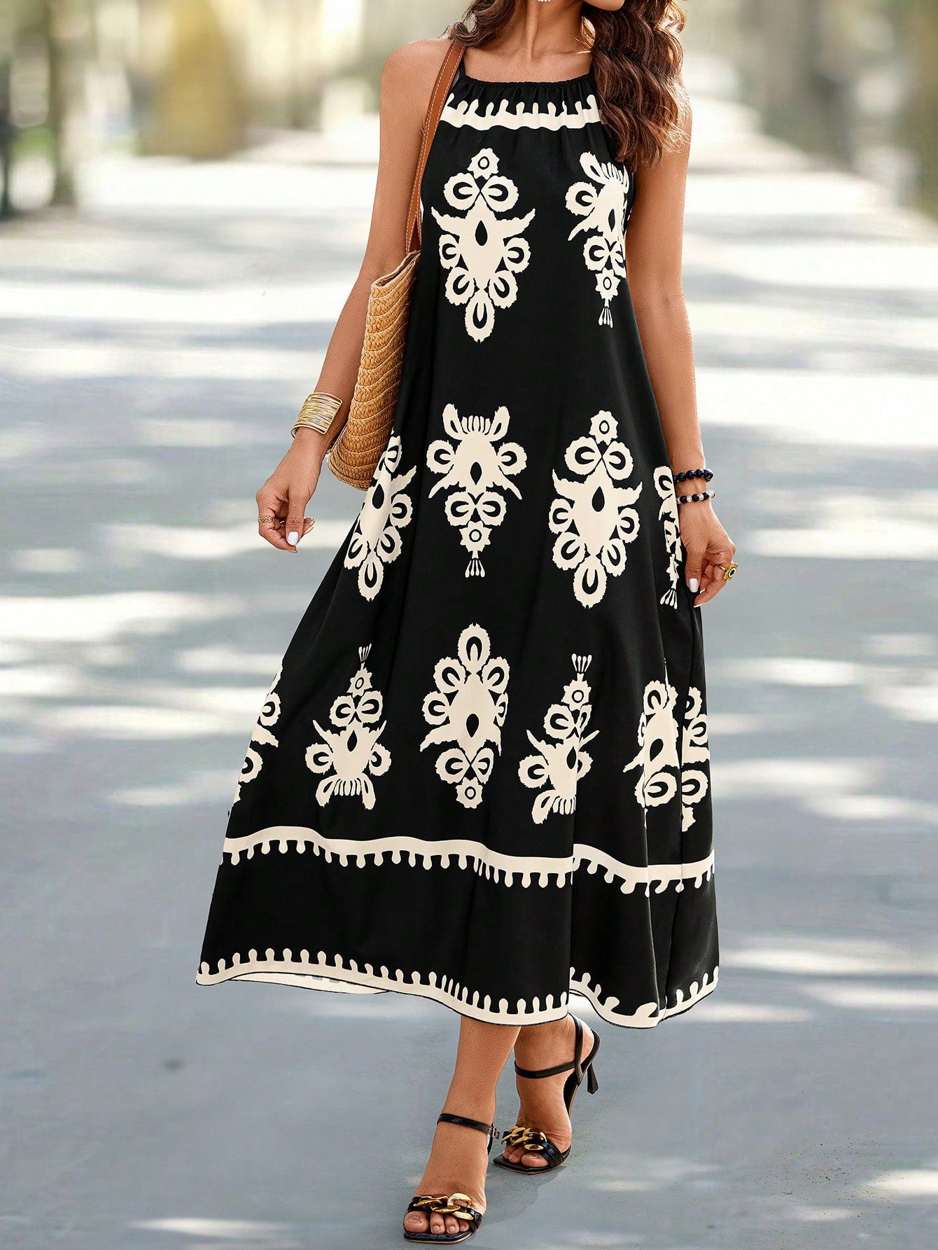 Vestido Longo Solto com Alças Finas - Bianca