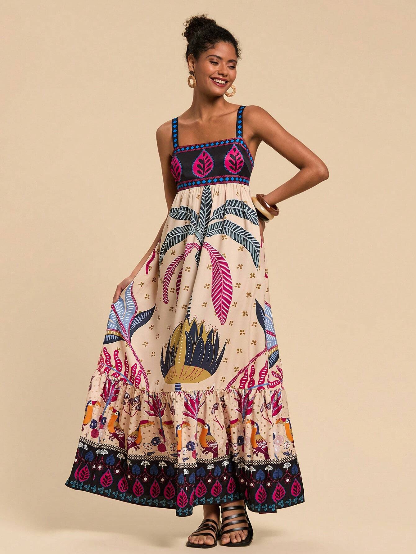 Vestido Longo Elegante de Estampado