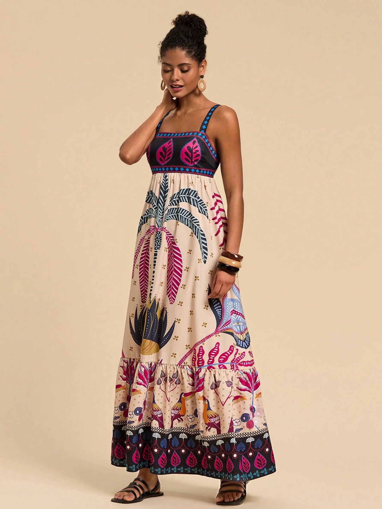 Vestido Longo Elegante de Estampado