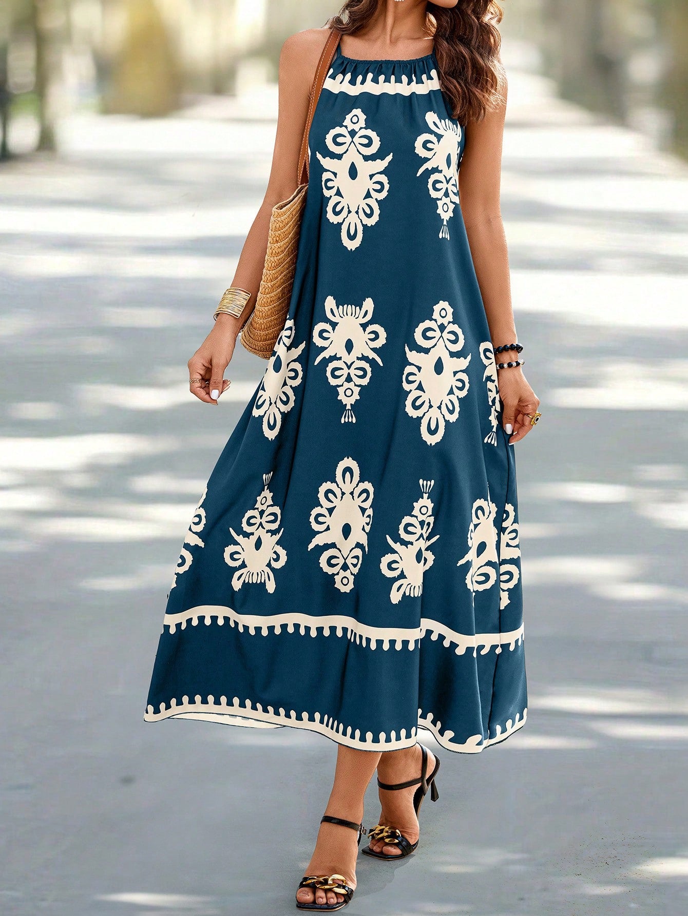 Vestido Longo Solto com Alças Finas - Bianca