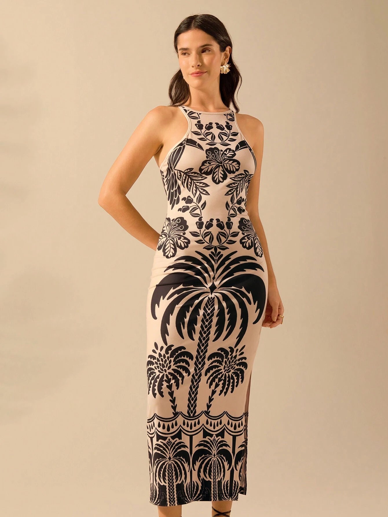 Vestido Longo com Costas Abertas e Fenda - Elisa