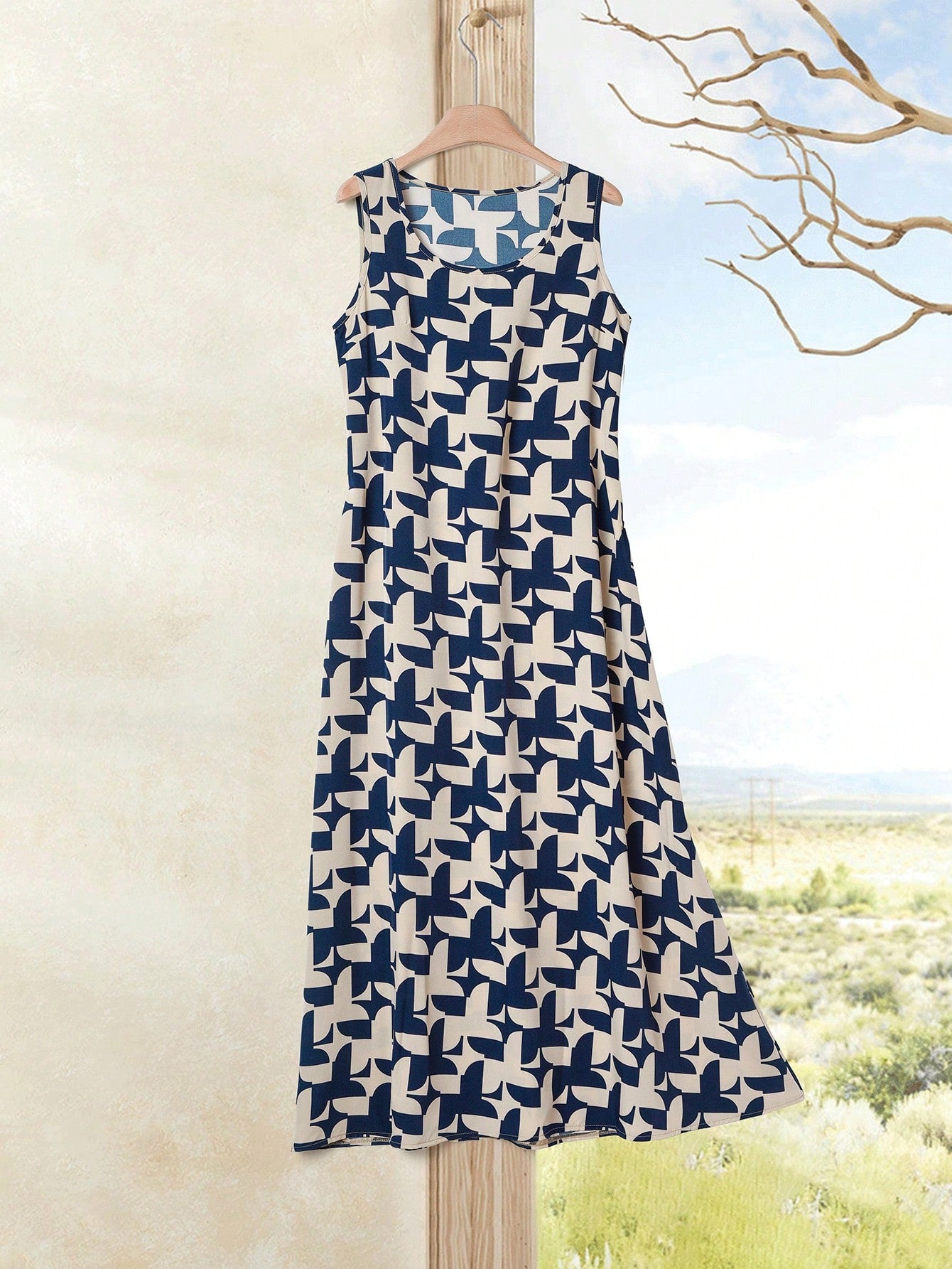 Vestido Longo Estampado com Bolsos - Mariana