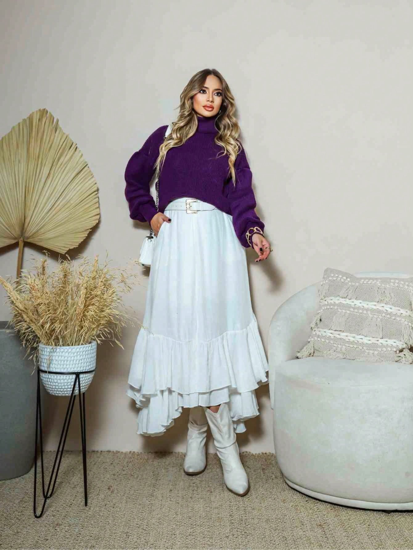 Suéter Feminino com Gola Boba e Caimento Solto – Viviane