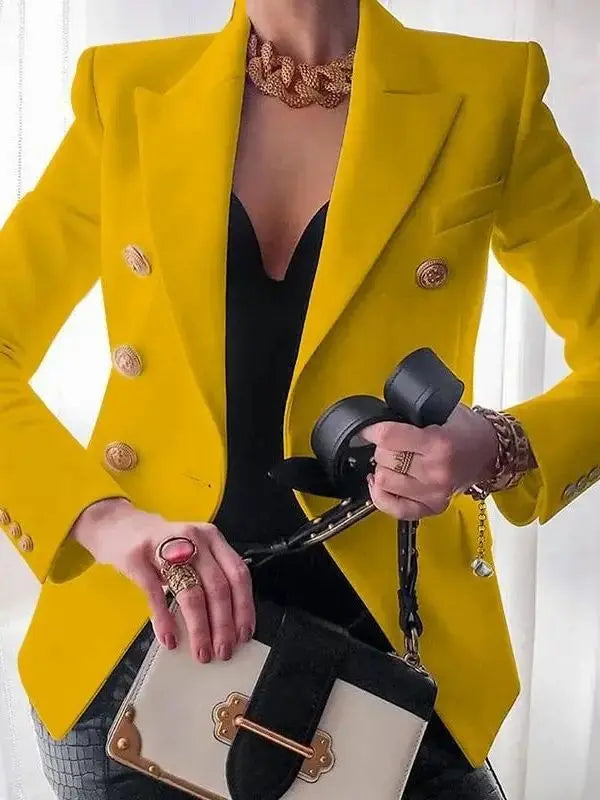 Blazer Feminino Alfaiataria Taiz - Amarelo-3XG - HumArraso