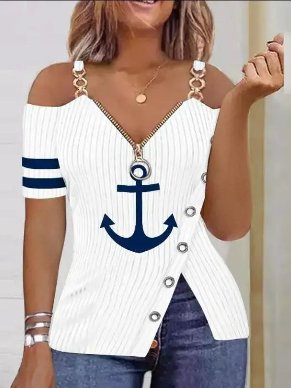 Blusa Dark Blue - Branco-âncora-XG - HumArraso