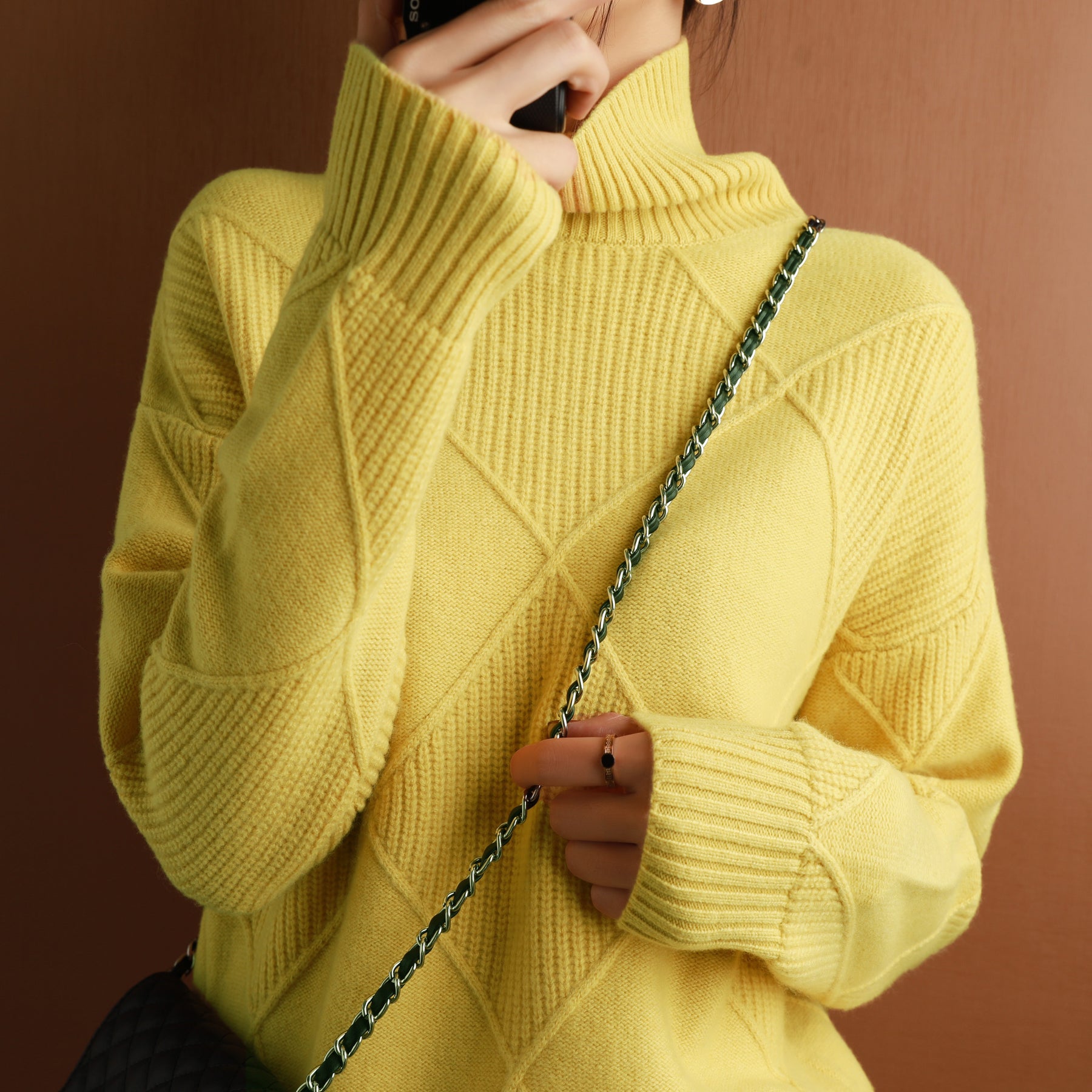 Blusa Gola Alta Canelada Manga Longa - Tamires Amarelo2XG HumArraso