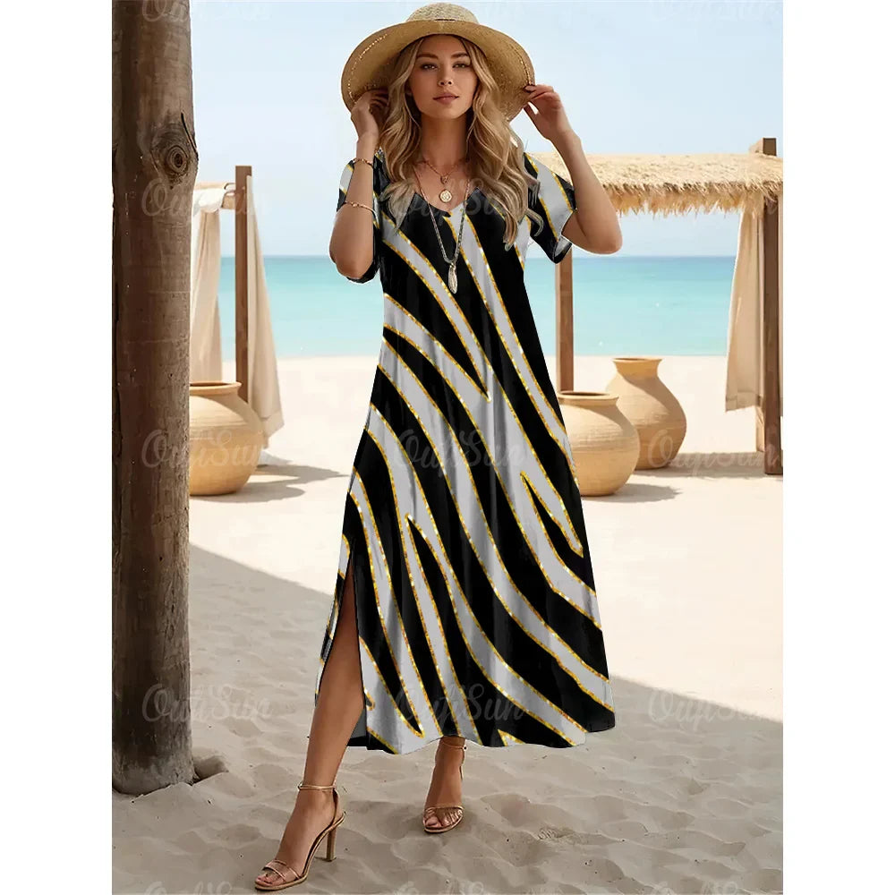 Vestido Longo Estampado Sereia