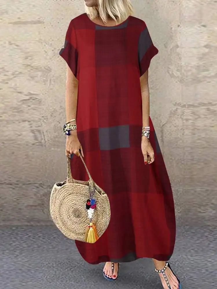 Vestido Longo com Estampa Xadrez Cerys