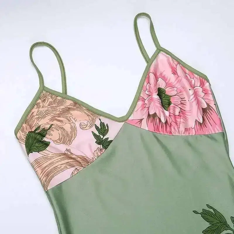 Vestido Longo Estampado com Alça Espaguete Eliane