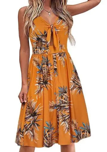 Vestido Midi com Estampa Tropical