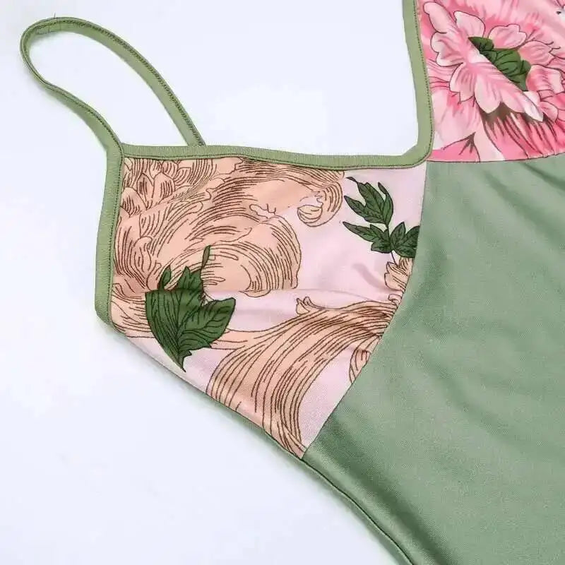 Vestido Longo Estampado com Alça Espaguete Eliane