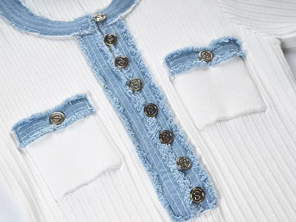 Vestido Longo de Gola com Botão