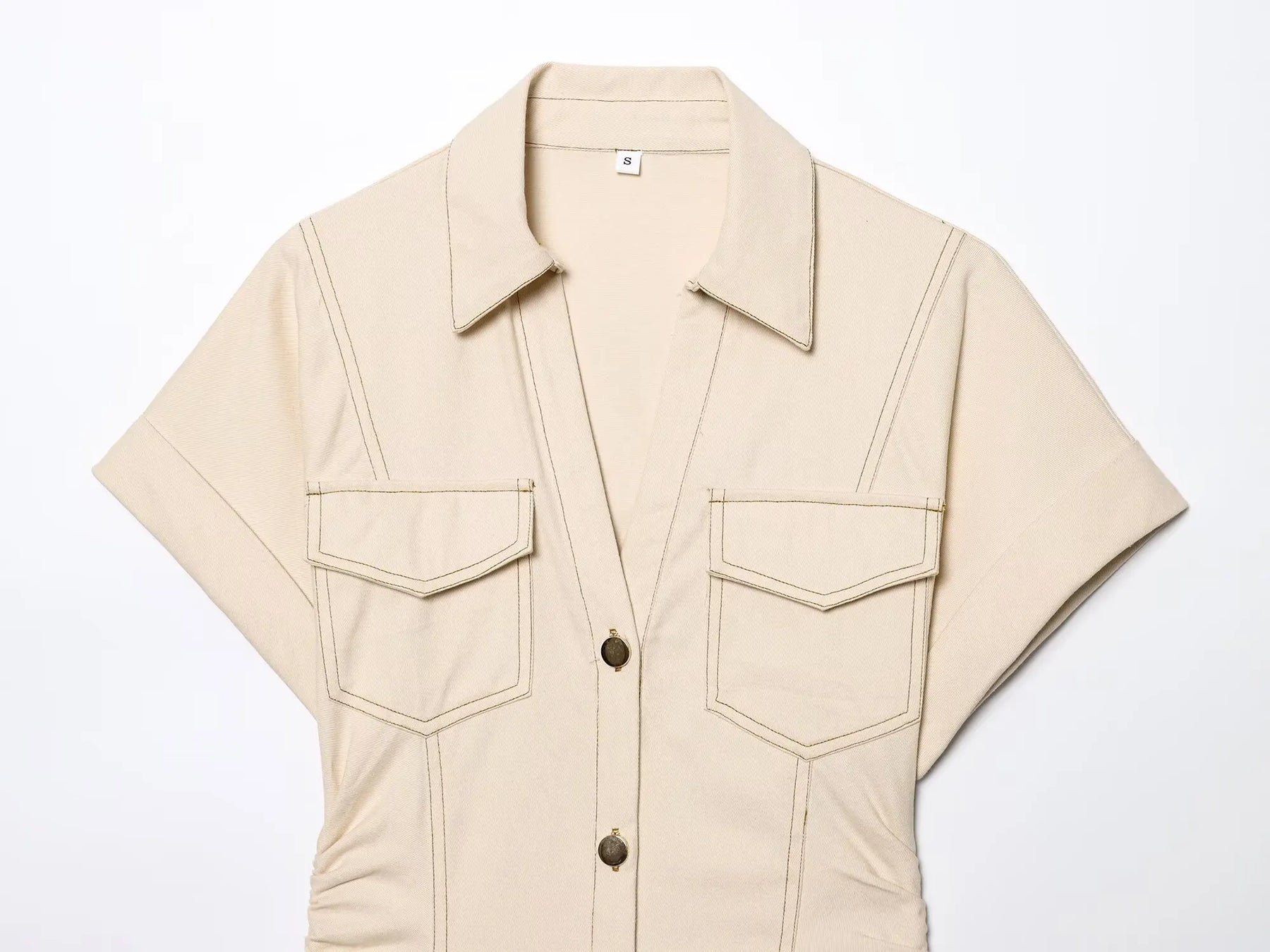 Vestido Longo com Botão e Gola Polo