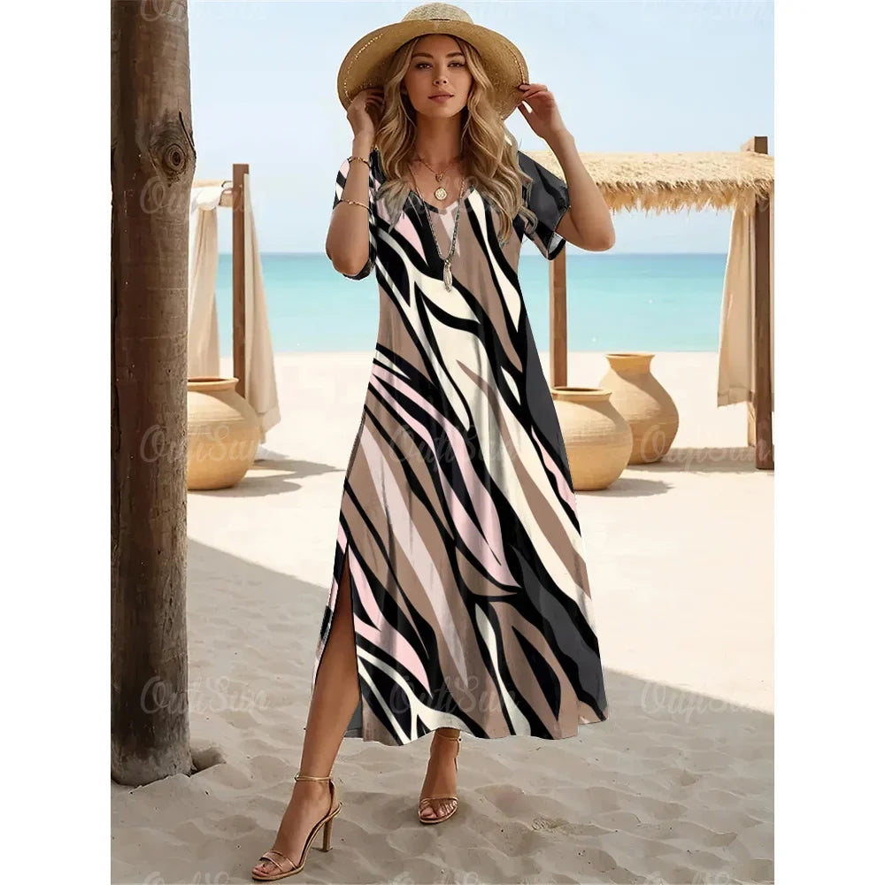 Vestido Longo Estampado Sereia