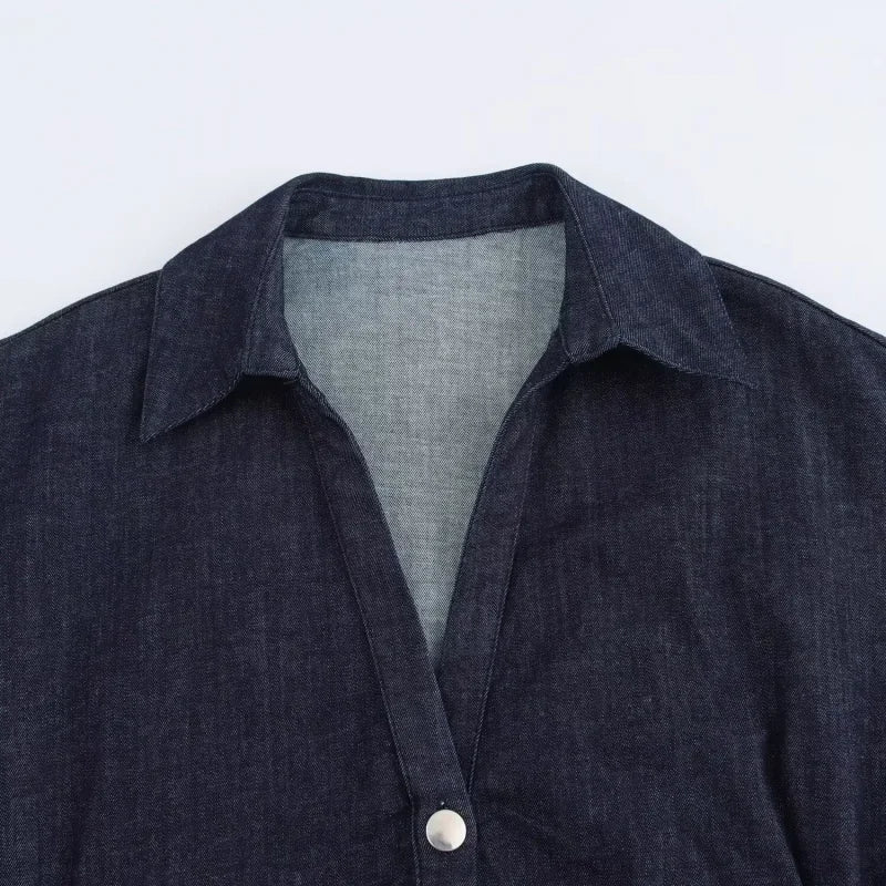 Vestido Longo com Botão e Zíper de Lado