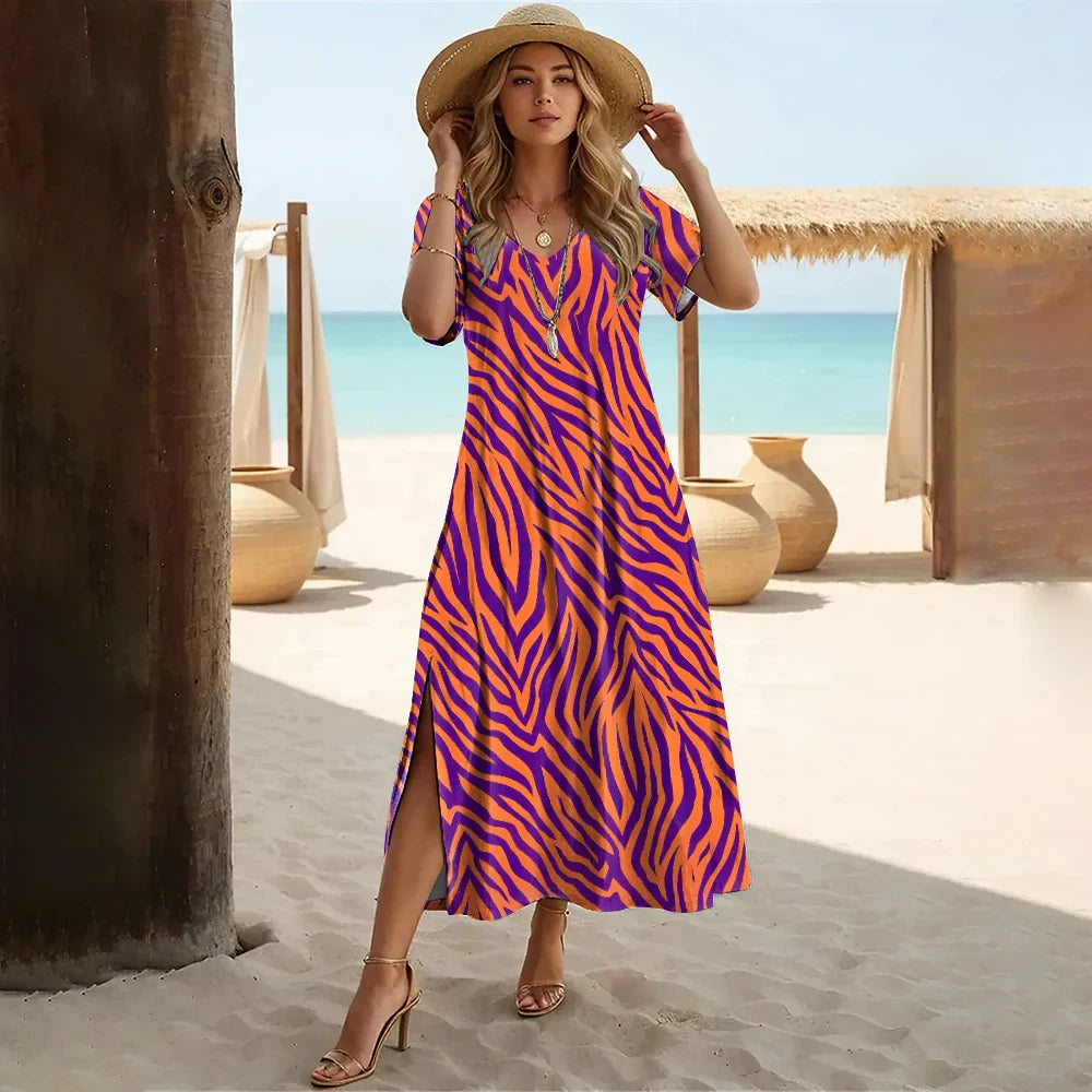 Vestido Longo Estampado Sereia