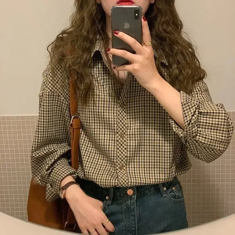 Camisa Feminina Xadrez de Algodão - Thaís