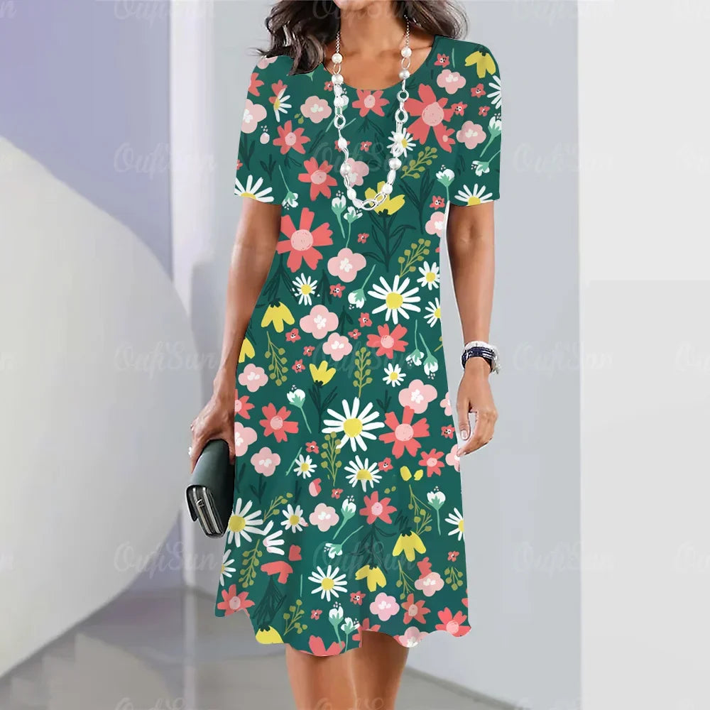 Vestido Midi Estampado Rafaelle