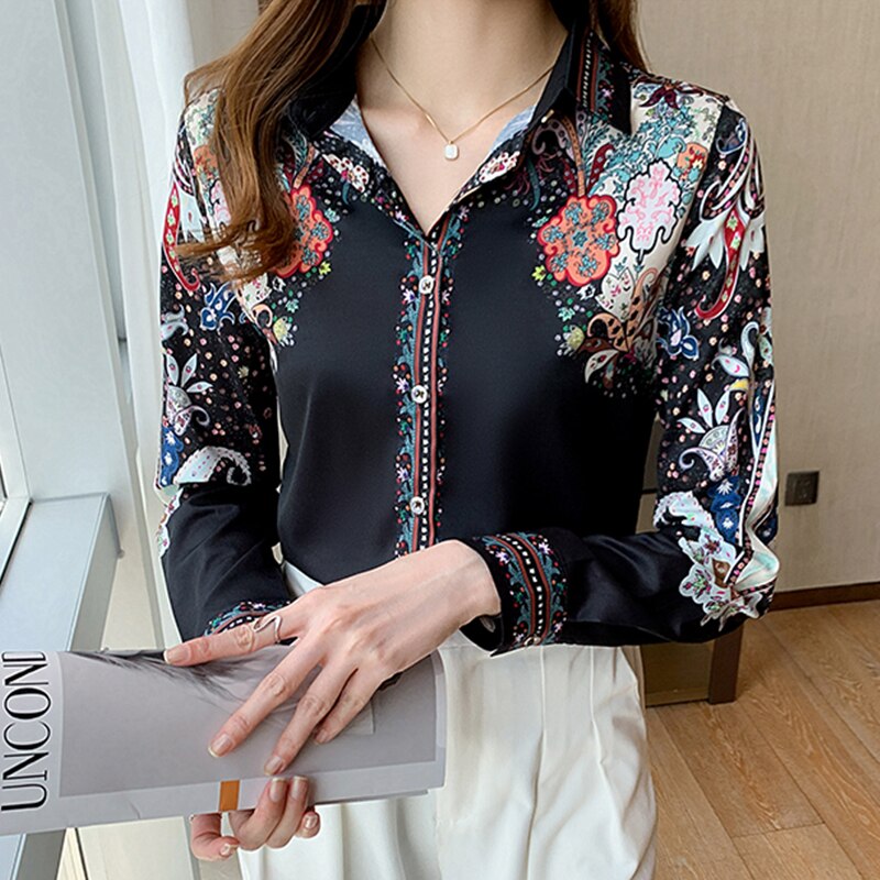 Camisa Social Elegante Floral PretoXG HumArraso