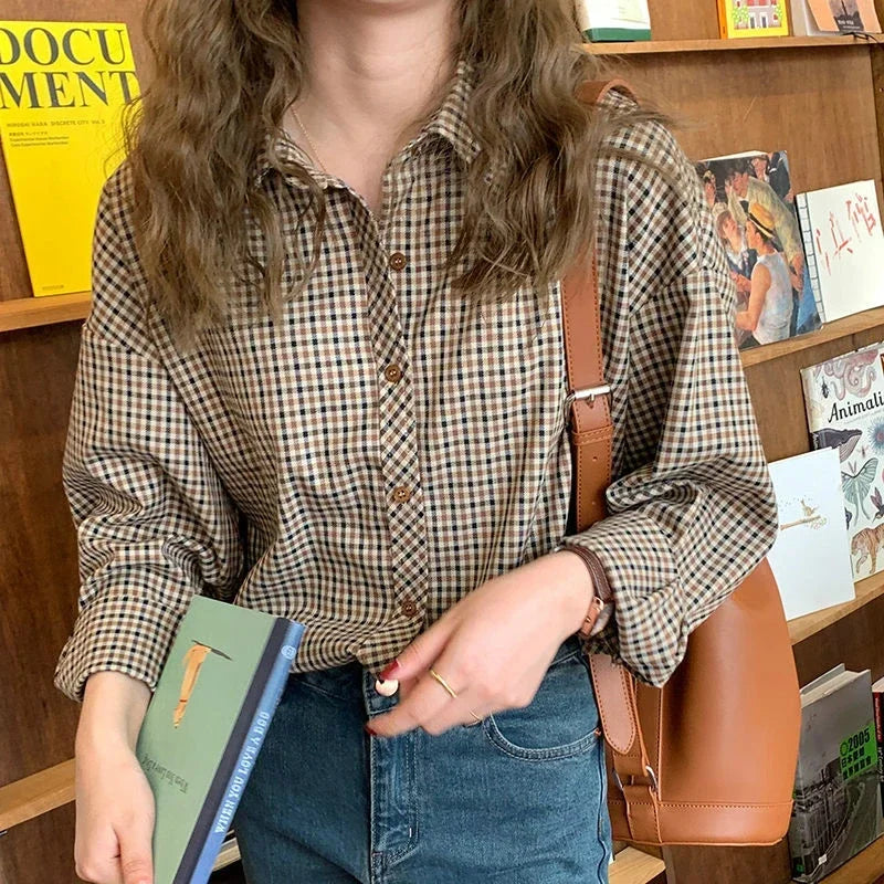Camisa Feminina Xadrez de Algodão - Thaís