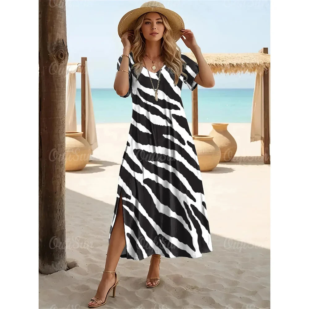 Vestido Longo Estampado Sereia