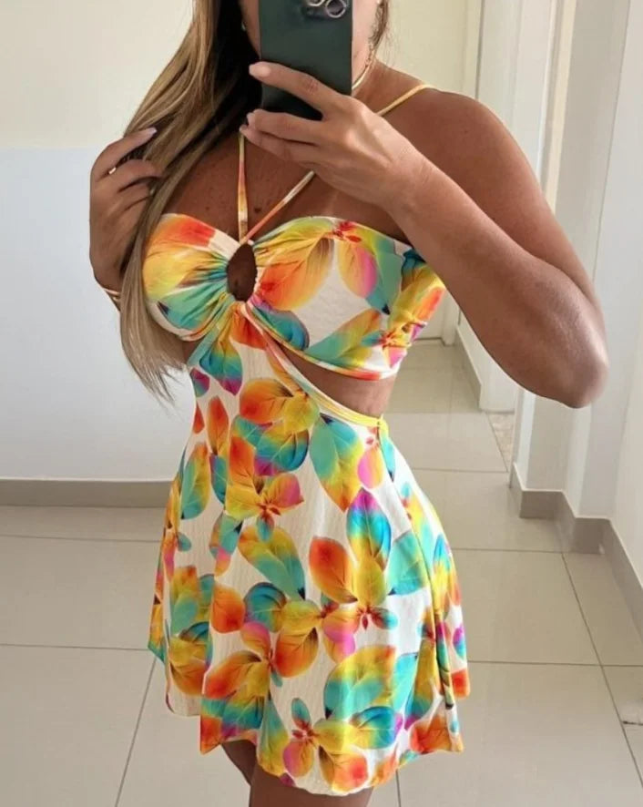 Vestido Curto Estampado Floral