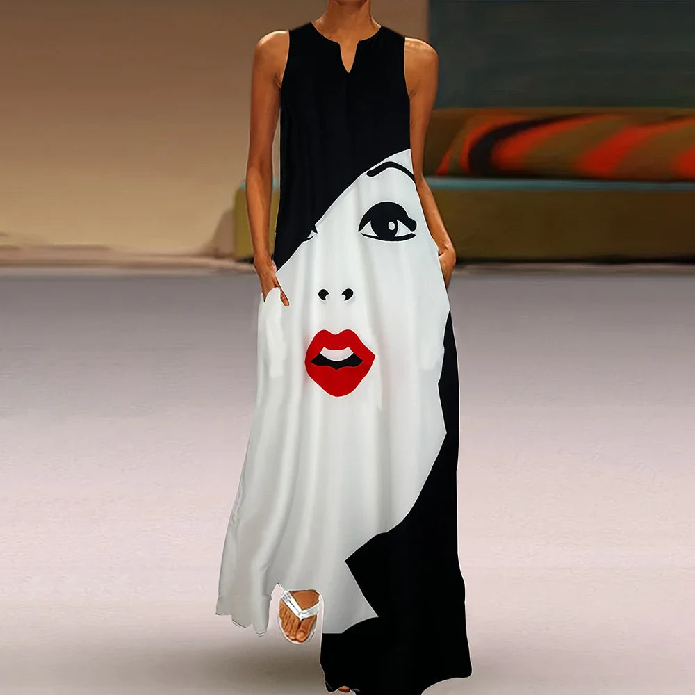 Vestido Longo Estampa 3D Tárcila