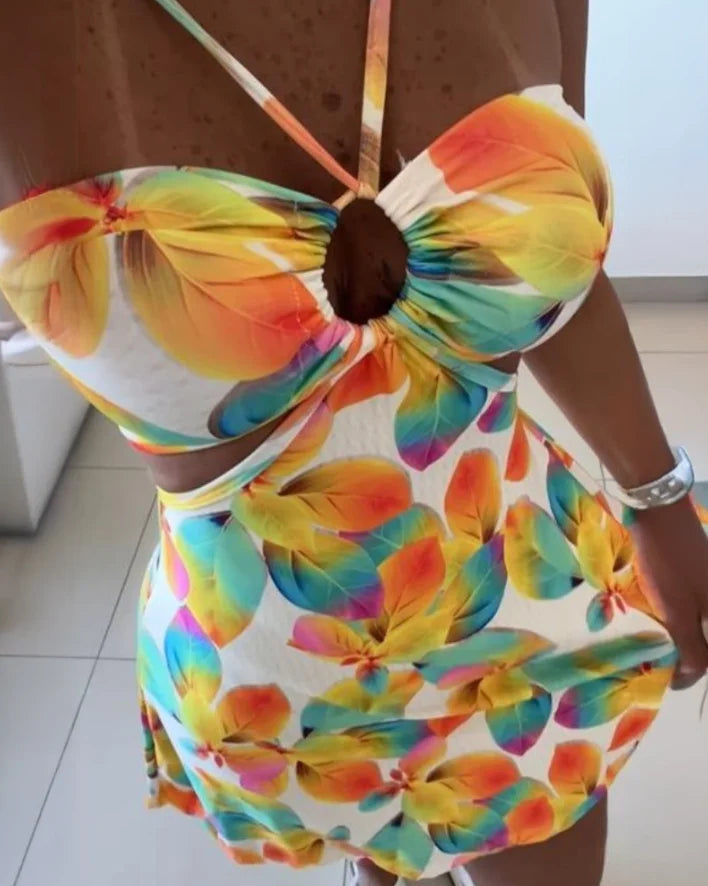 Vestido Curto Estampado Floral