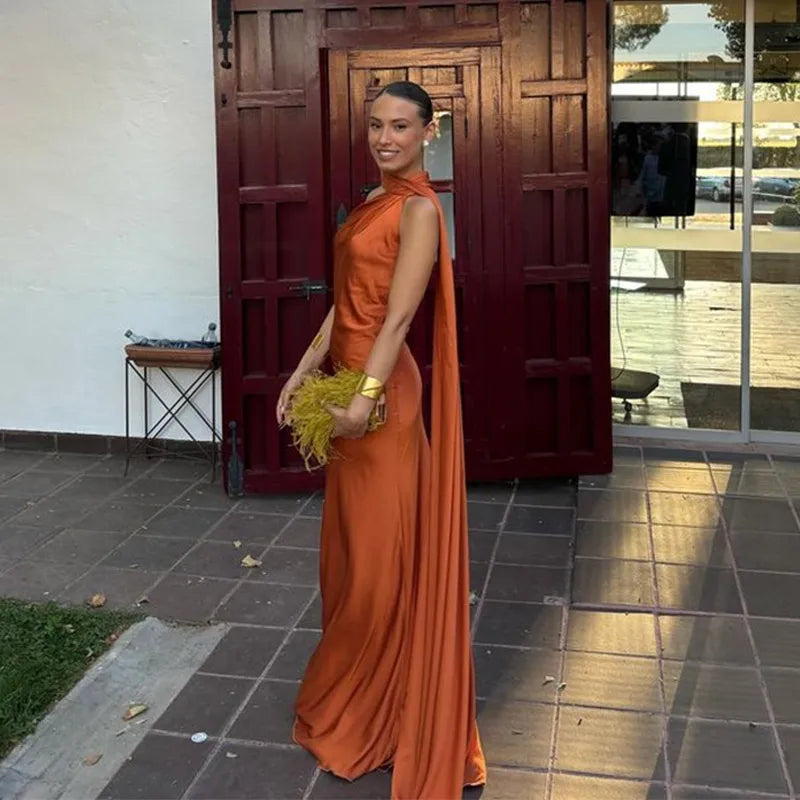 Vestido Longo com Fita de Cetim