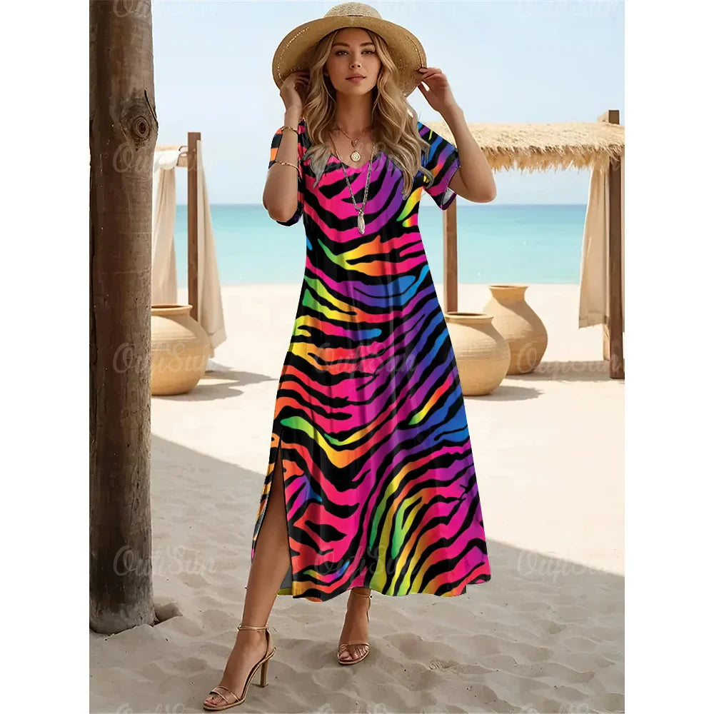 Vestido Longo Estampado Sereia