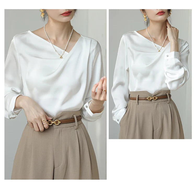 Blusa Decote Assimétrico Detalhe Drapeado - Ester