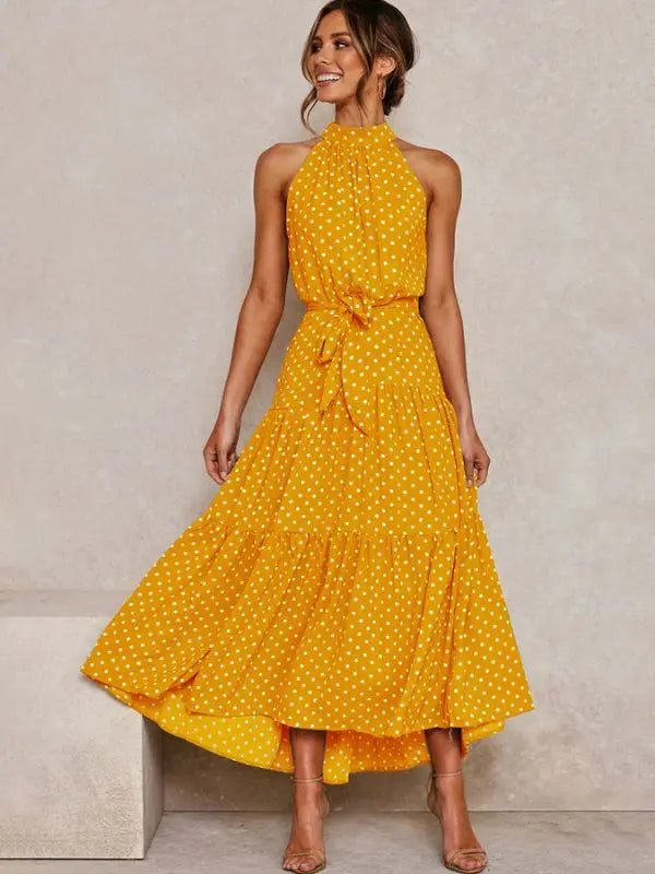 Vestido Longo Gola Plissada - Amarelo-XG - HumArraso