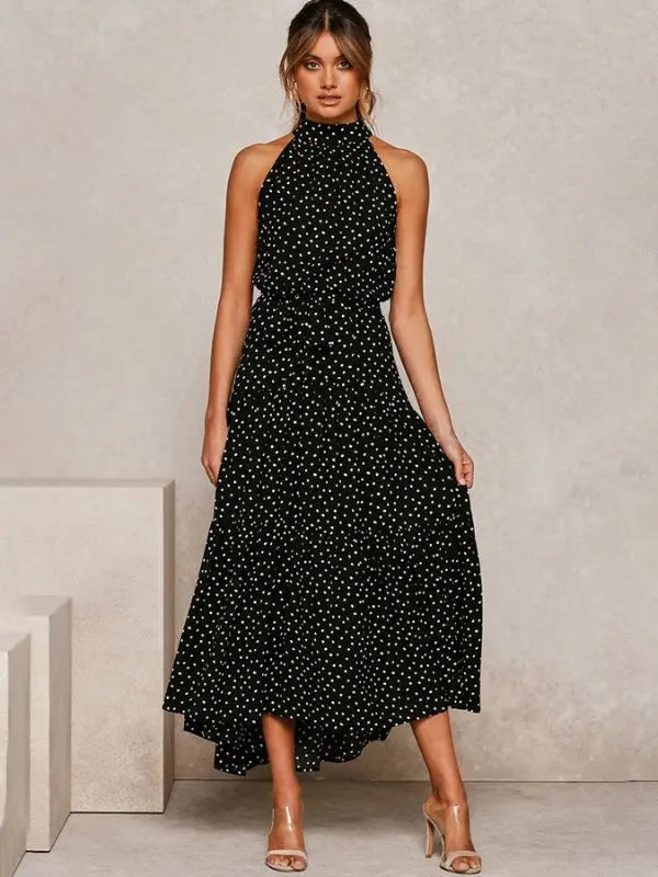 Vestido Longo Gola Plissada - Preto-XG - HumArraso