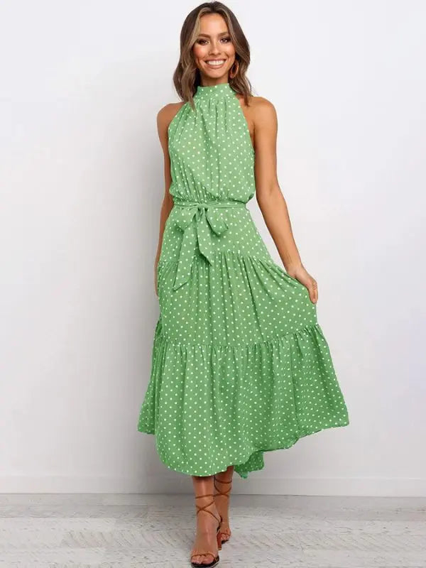 Vestido Longo Gola Plissada - Verde-XG - HumArraso