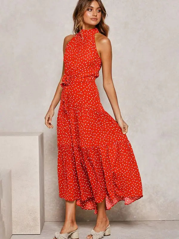 Vestido Longo Gola Plissada - Vermelho-XG - HumArraso