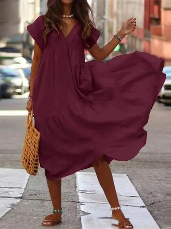 Vestido Longo Manga Curta Beatriz - Rubi-5XG - HumArraso