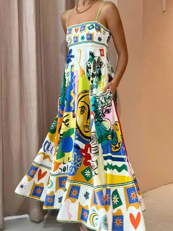 Vestido Longo de Alcinha - Colorido-XG - HumArraso