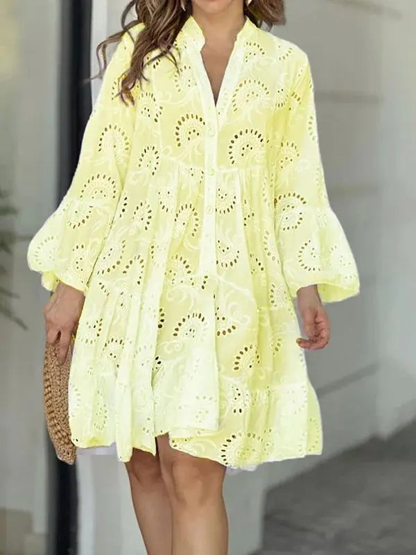Vestido em Renda - Sofia - Amarelo-G3 - HumArraso