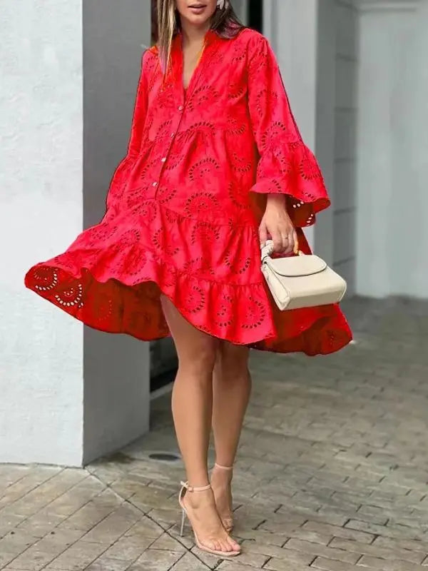 Vestido em Renda - Sofia - Vermelho-G3 - HumArraso