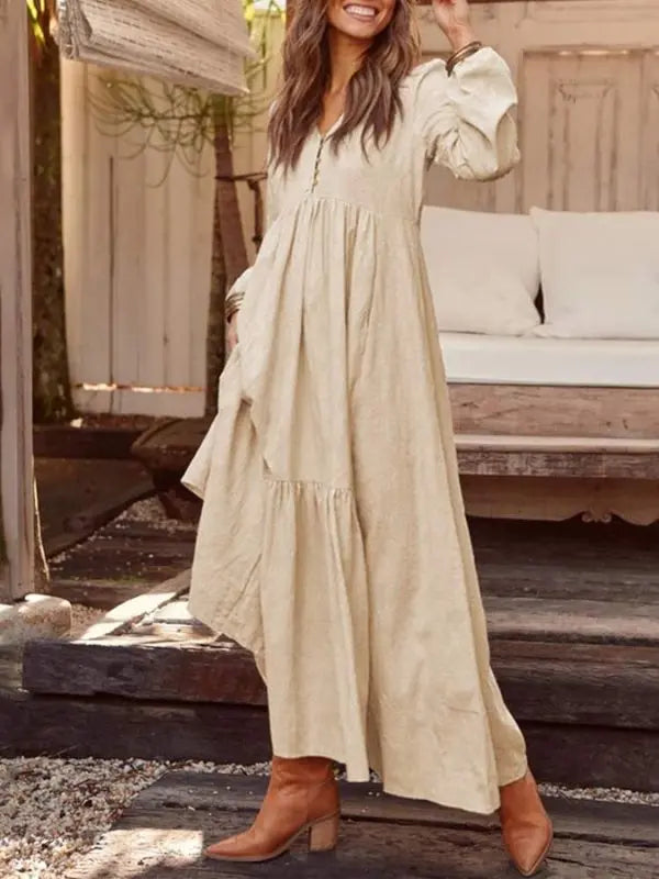Vestido longo Lia - Bege-XXG - HumArraso