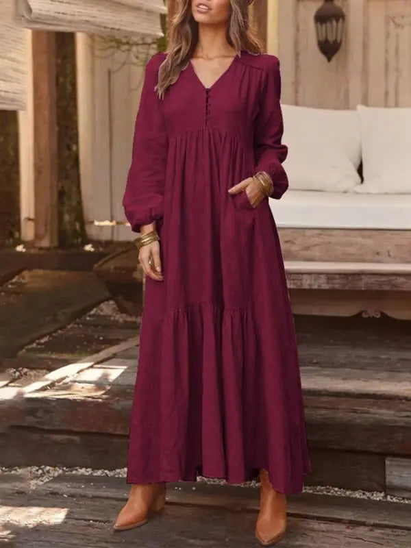 Vestido longo Lia - Vinho-XXG - HumArraso