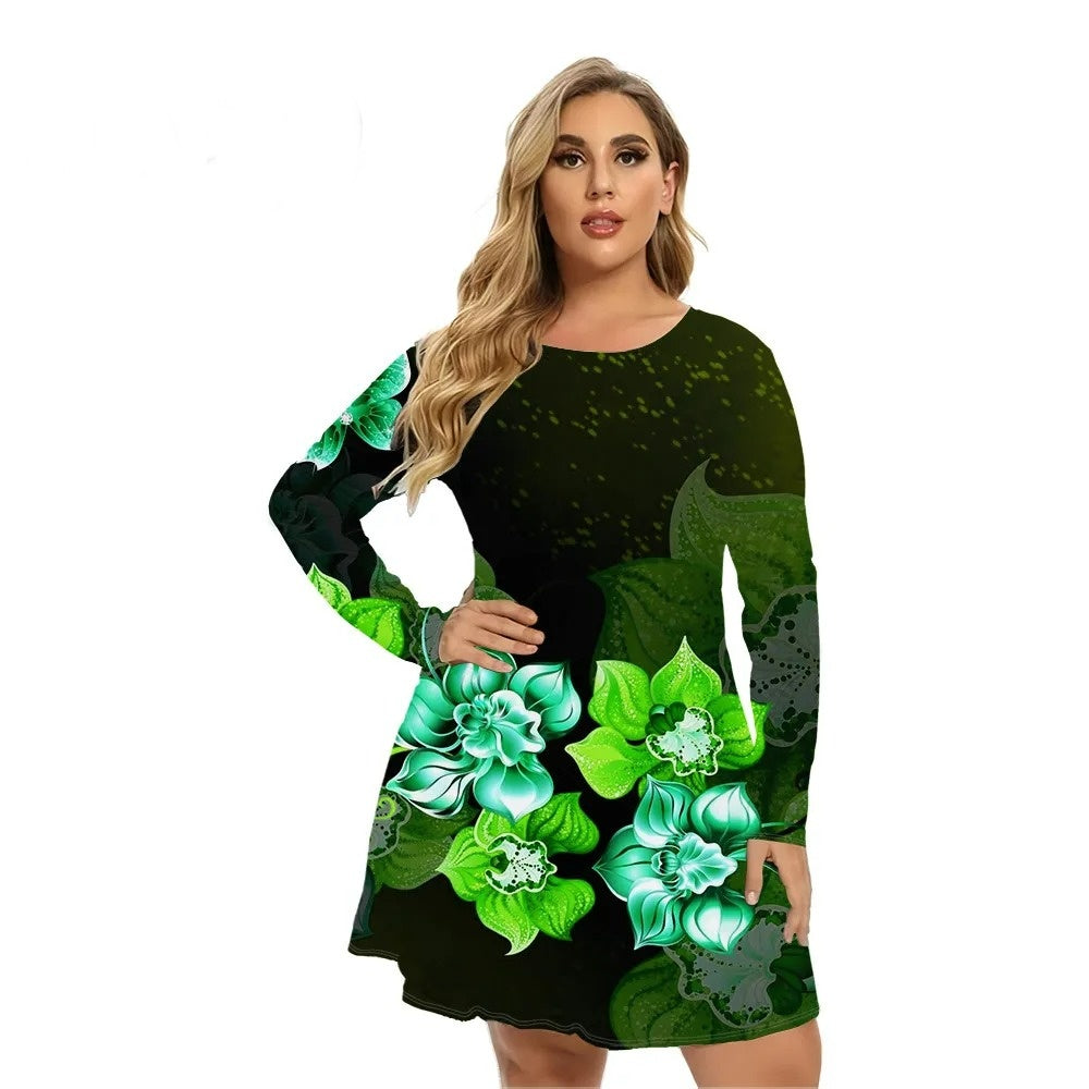 Vestido Estampado com Manga Longa