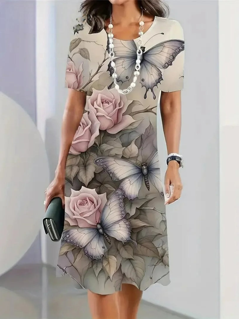 Vestido Midi Estampado Borboletas